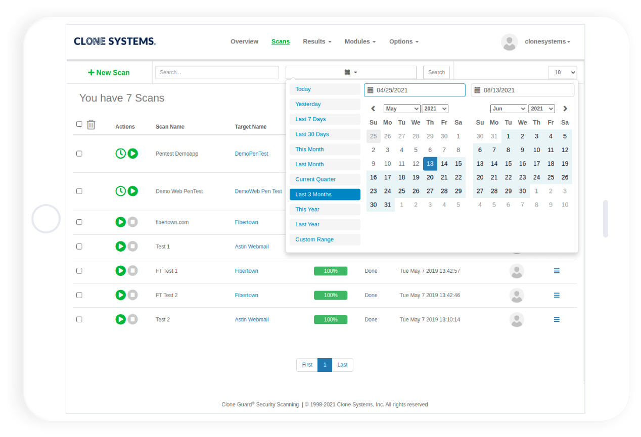 Clone Systems OnDemand Pentest Scans